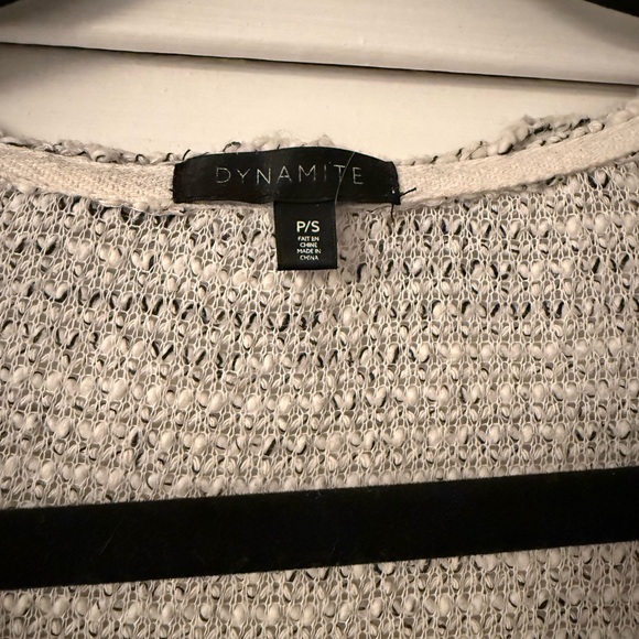 Dynamite Textured Knit Top in White and Black - Picture 3 of 3